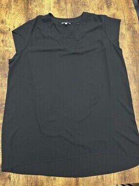 Reitmans Black V-Neck Cap Sleeve Chiffon Blouse XXL #221